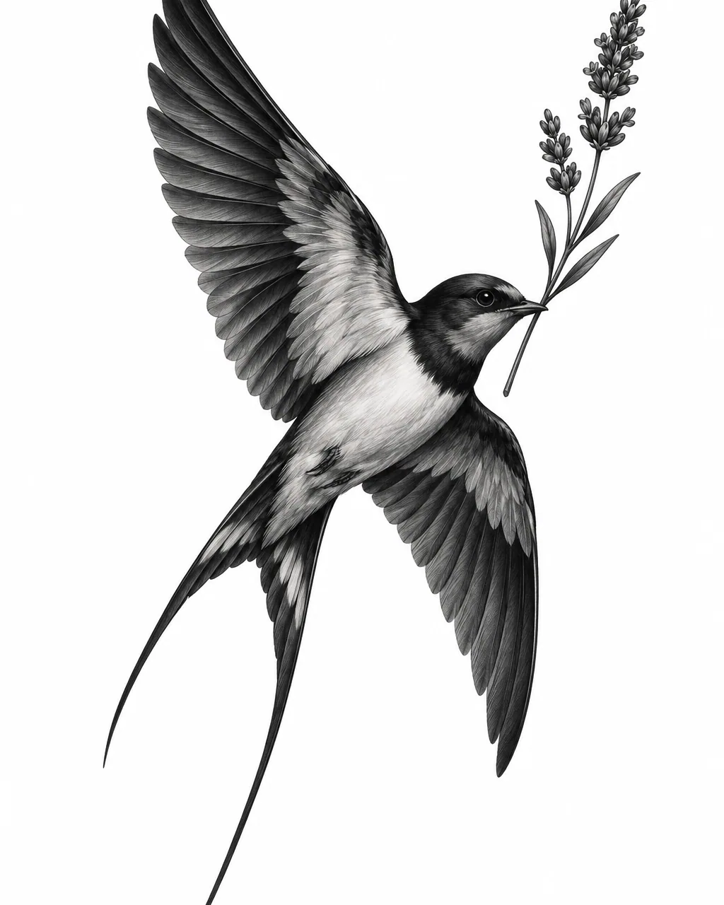 Swallow tattoo in realism style