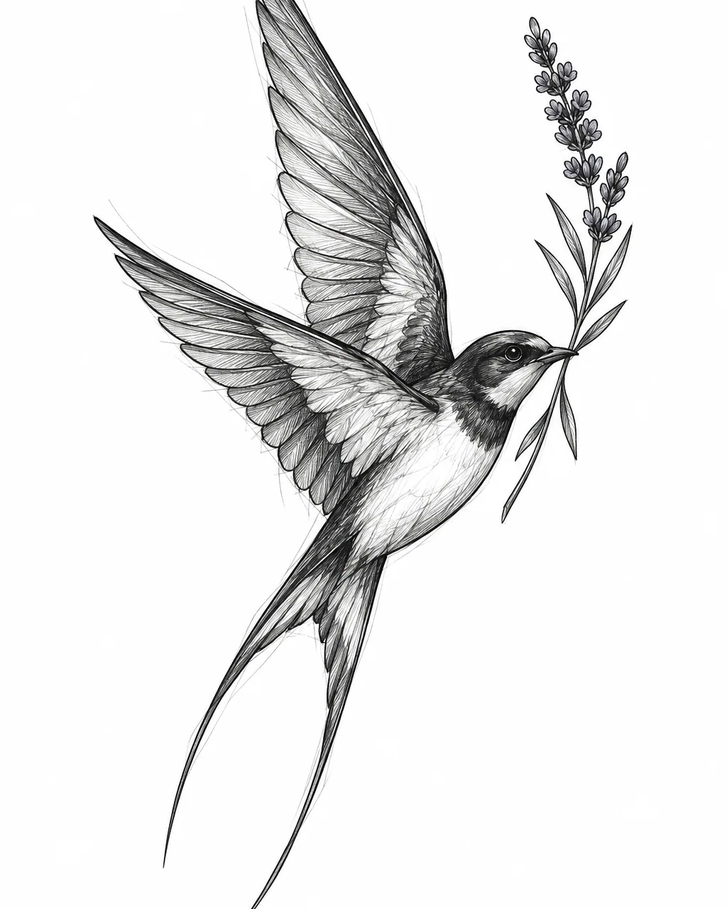 Swallow tattoo in sketch style