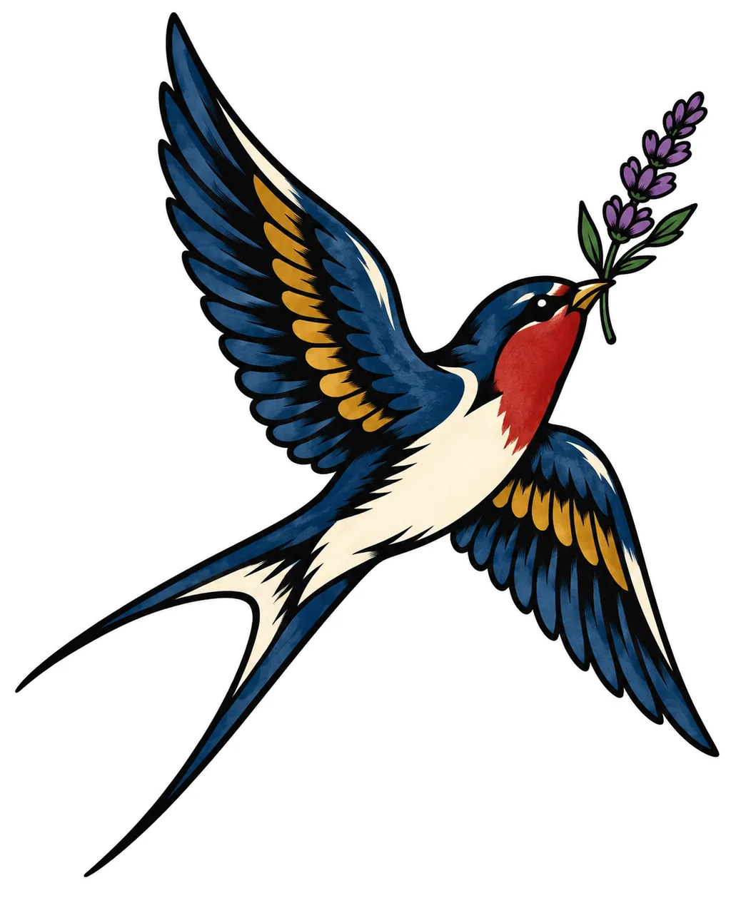 Swallow tattoo in traditional style