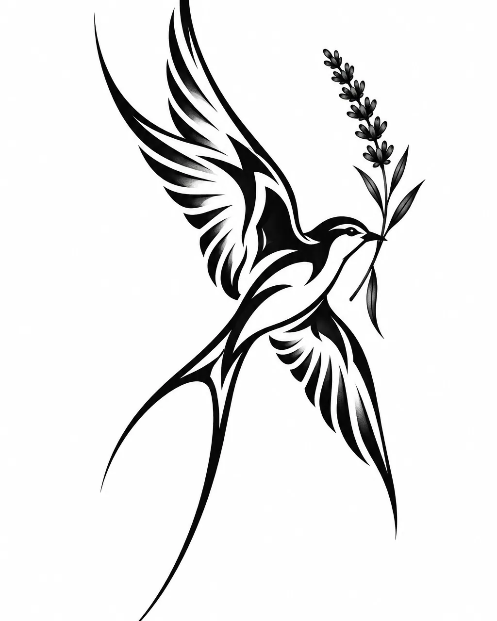 Swallow tattoo in tribal style